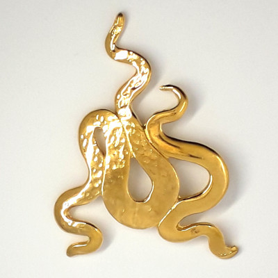 Pièce en Métal Serpent Plaqué Or 66X49mm (X1)