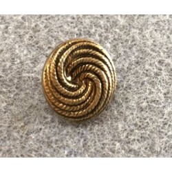 Bouton rond 14mm "Spirale" résine Dorée avec accroche (X1)