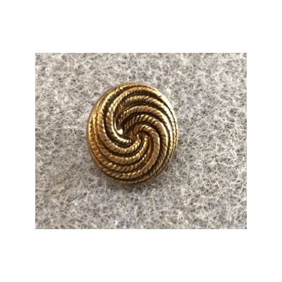 Bouton rond 14mm "Spirale" résine Dorée avec accroche (X1)