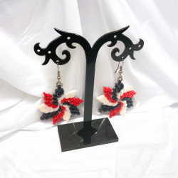 Boucles d'Oreilles Unique Etoile Duo Rouge/Noir (x1)