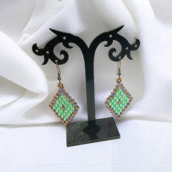 Boucles d'Oreilles Unique Losange Duo Vert D'Eau/Bronze (x1)