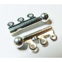 Fermoir 3 rangs à clipser Argent 25X13 mm (x1)