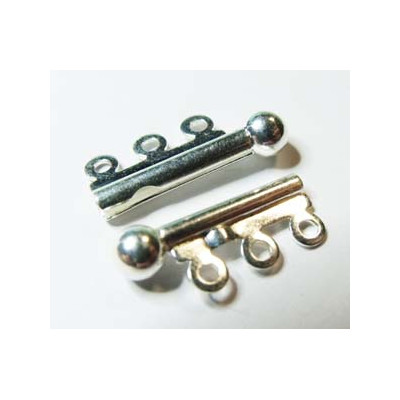 Fermoir 3 rangs à clipser Argent 25X13 mm (x1)