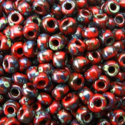 R8-4513 Rocailles 8/0 Miyuki Red Garnet Matte Picasso (x 10gr)  